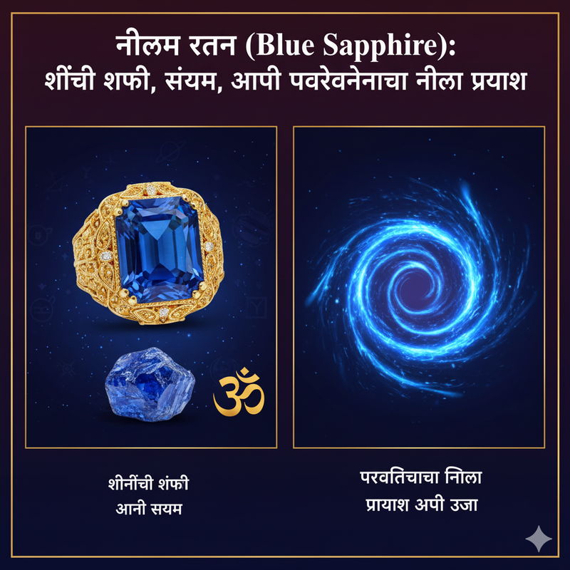 नीलम रत्न (Blue Sapphire): शनीची शक्ती, संयम आणि परिवर्तनाचा निळा प्रकाश