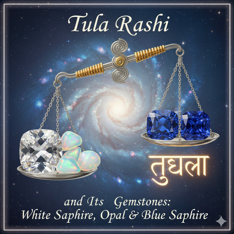 Tula Rashi and Its Gemstones: White Sapphire, Opal & Blue Sapphire