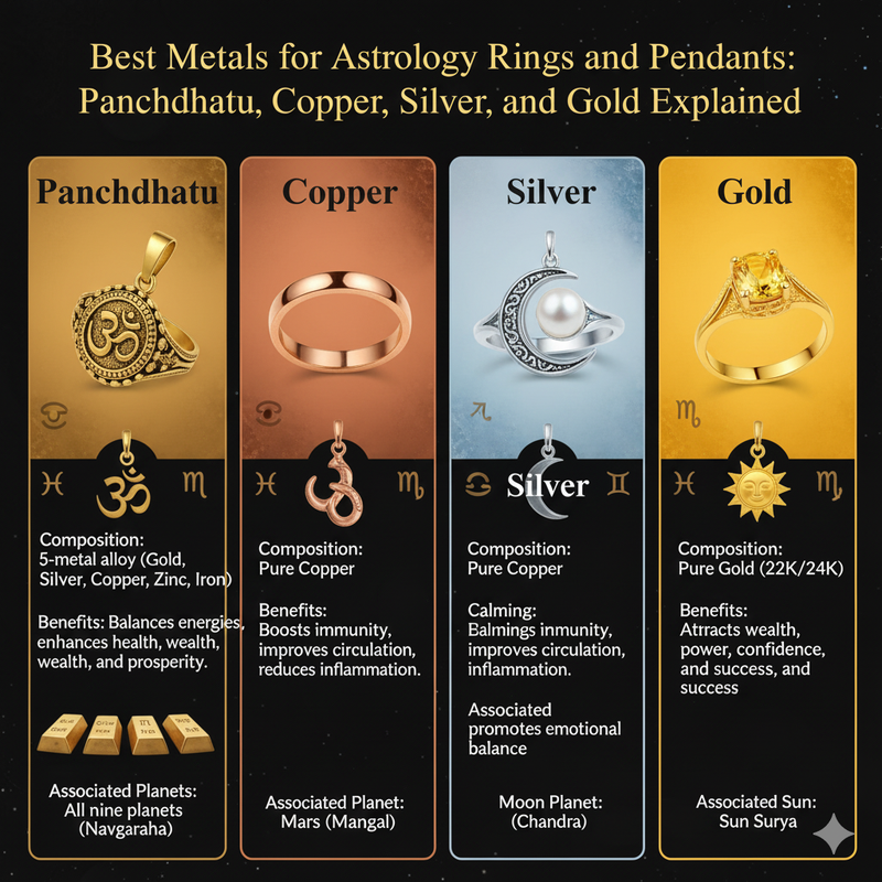 Best Metals for Astrology Rings and Pendants: Panchdhatu, Copper, Silver, and Gold Explained