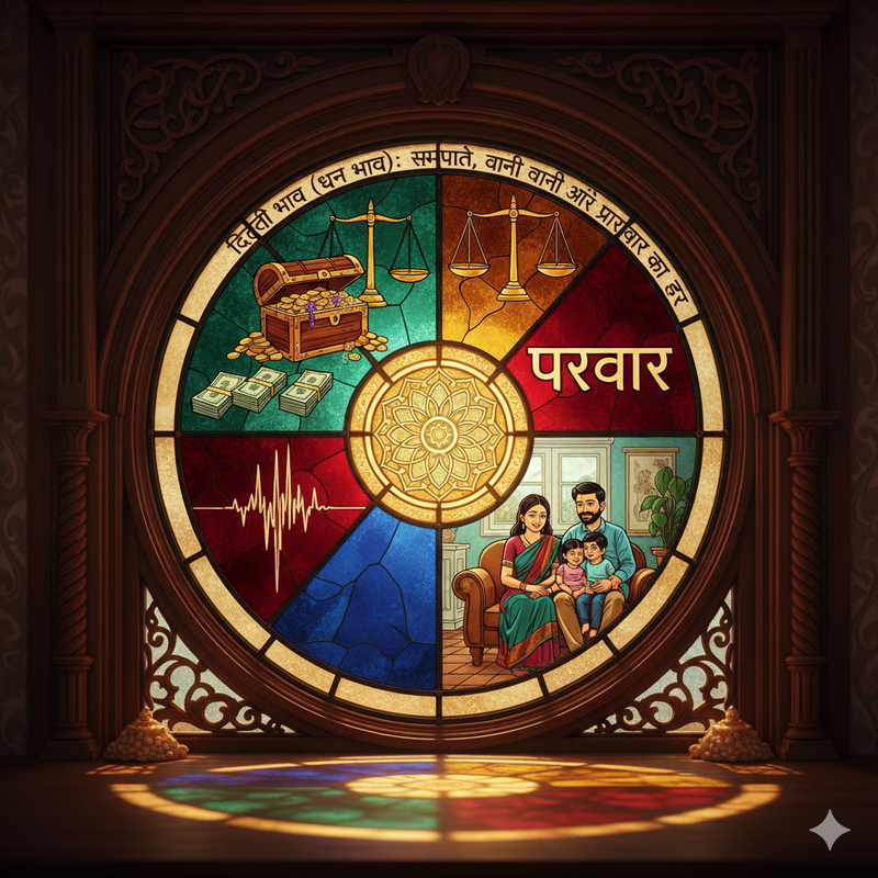 द्वितीय भाव (धन भाव): संपत्ति, वाणी और परिवार का घर