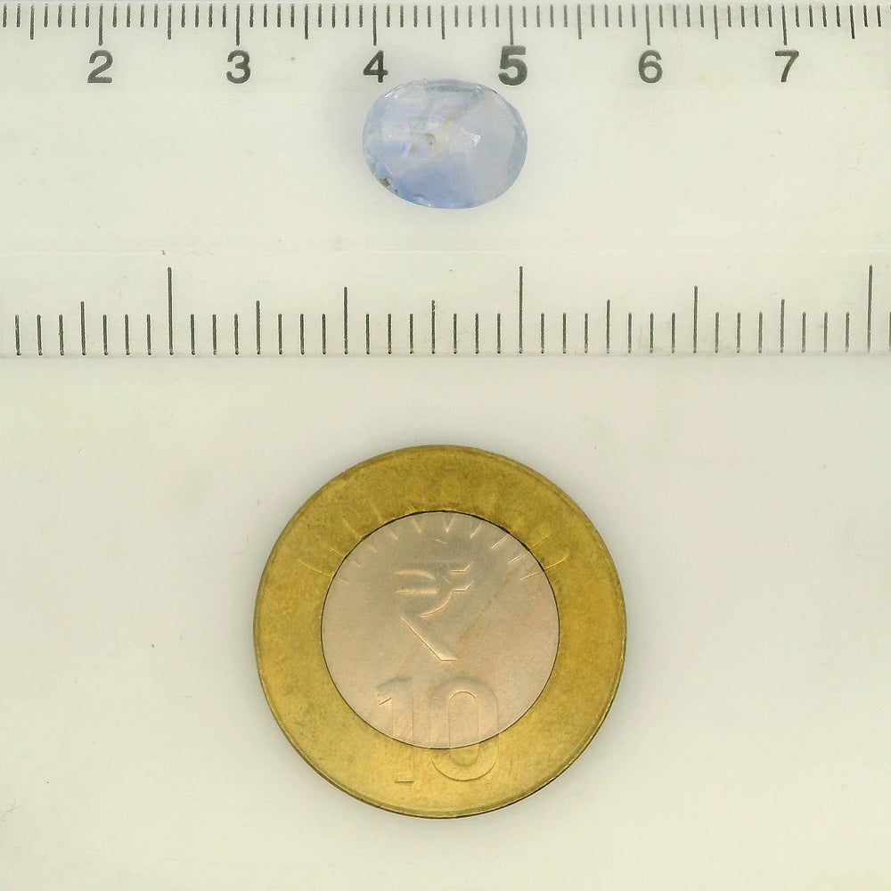 Sri Lankan Blue Sapphire (Neelam) 5.26 Carat / 5.85 Ratti, Unheated and Untreated – No indications of treatment observed – shown against scale for siz