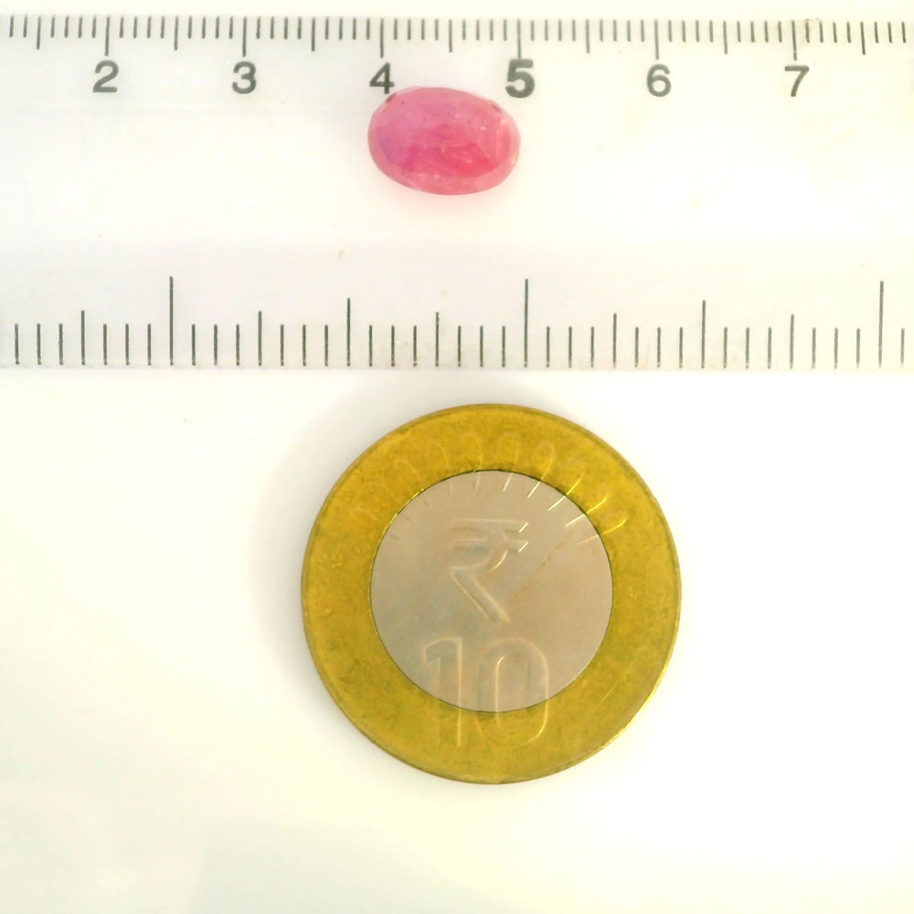 Mozambique Ruby (Manik) 4.42 Carat / 4.92 Ratti, Unheated and Untreated – No indications of treatment observed – shown against scale for size