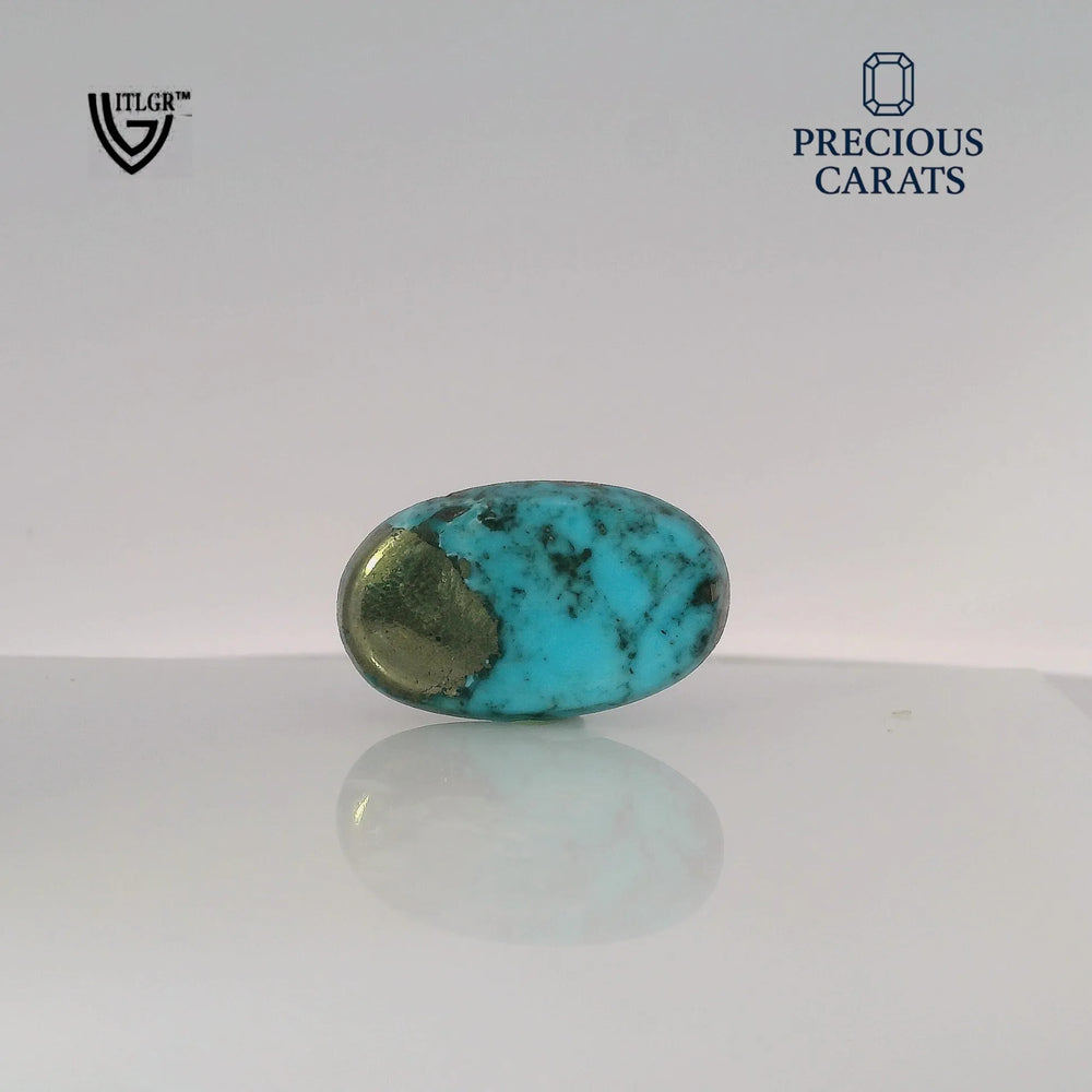 Irani Turquoise (Firoza) 17.82 Carat / 19.8 Ratti, Unheated and Untreated – No indications of treatment observed – back view