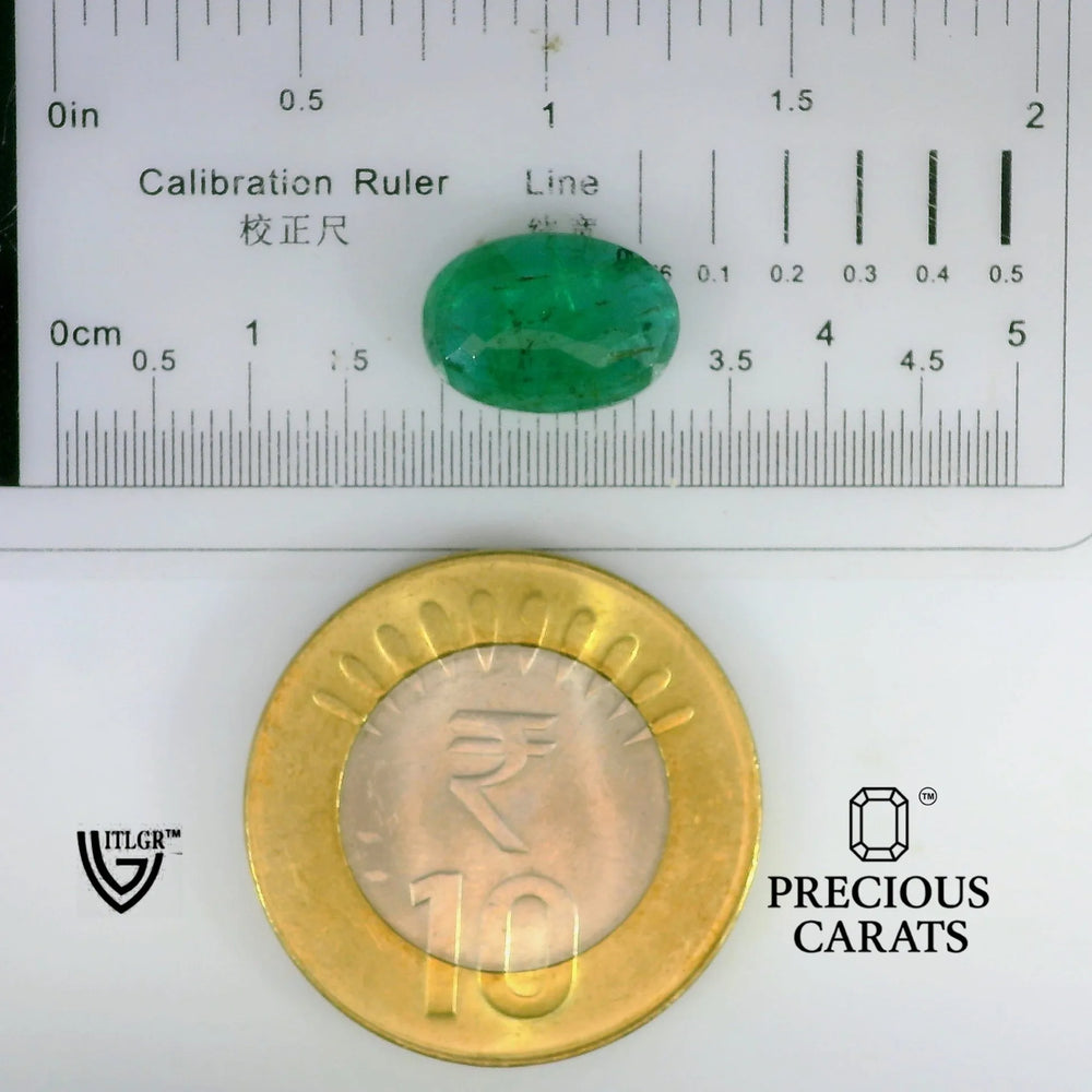 Zambian Emerald (Panna) 4.06 Carat / 4.52 Ratti, Minor Oil – shown against scale for size