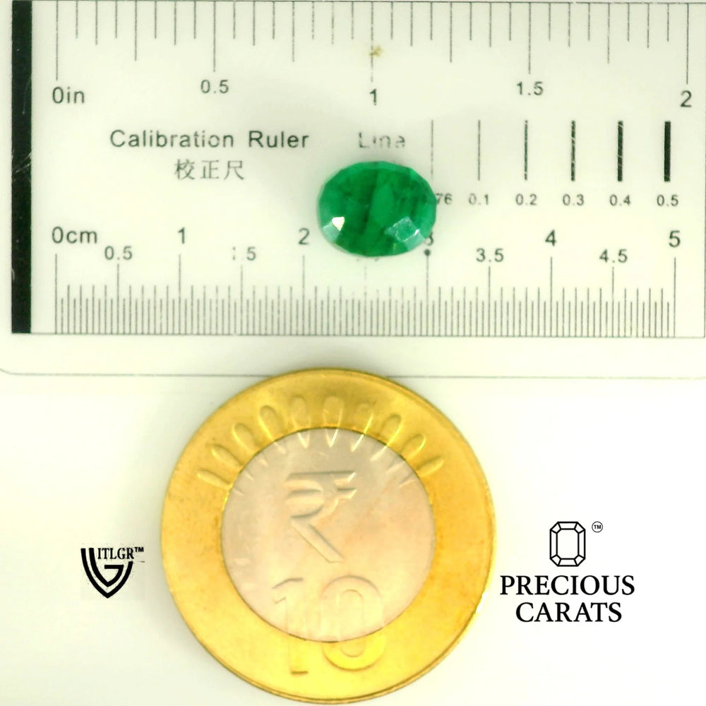 Zambian Emerald (Panna) 2.78 Carat / 3.09 Ratti, Minor Oil – shown against scale for size