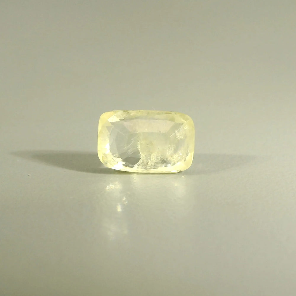 Sri Lankan Yellow Sapphire (Pukhraj) 2.85 Carat / 3.17 Ratti, Unheated and Untreated – No indications of treatment observed – back view
