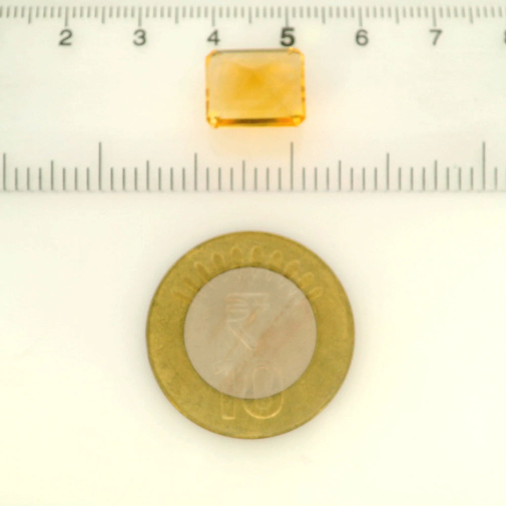 Brazilian Citrine 7.69 Carat / 8.55 Ratti, Unheated and Untreated – No indications of treatment observed – shown against scale for size