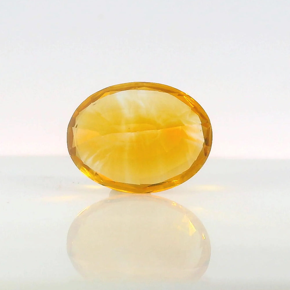 Brazilian Citrine 7.19 Carat / 7.99 Ratti, Unheated and Untreated – No indications of treatment observed – back view