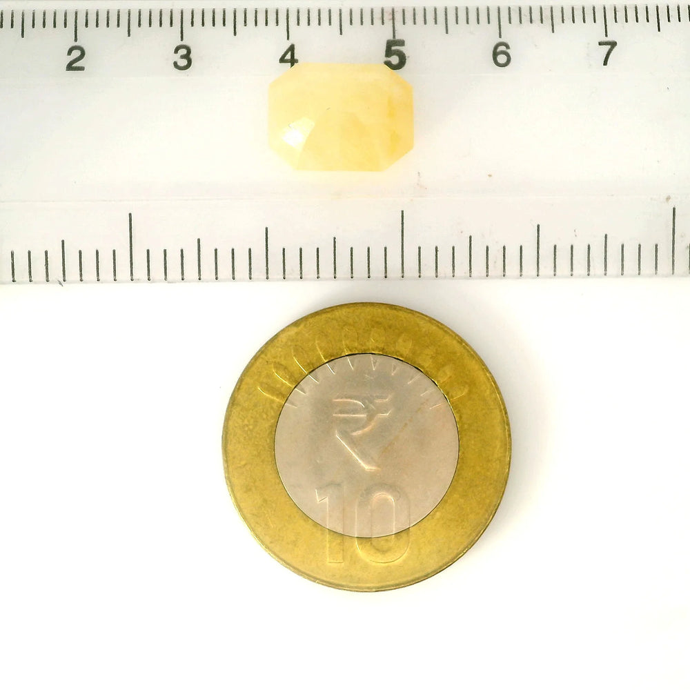 Burmese Yellow Sapphire (Pukhraj) 8.37 Carat / 9.3 Ratti, Unheated and Untreated – No indications of treatment observed – shown against scale for size