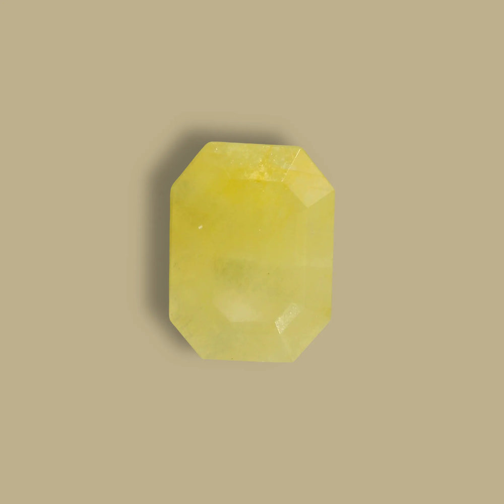 Burmese Yellow Sapphire (Pukhraj) 8.37 Carat / 9.3 Ratti, Unheated and Untreated – No indications of treatment observed – top view