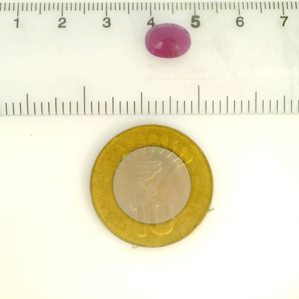 African Ruby (Manik) 3.67 Carat / 4.08 Ratti, Unheated and Untreated – No indications of treatment observed – shown against scale for size