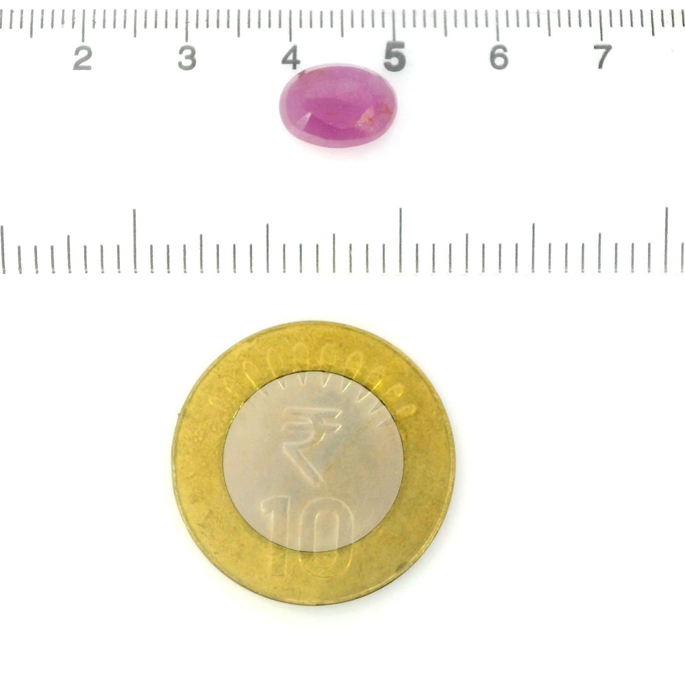 African Ruby (Manik) 4.32 Carat / 4.8 Ratti, Unheated and Untreated – No indications of treatment observed – shown against scale for size