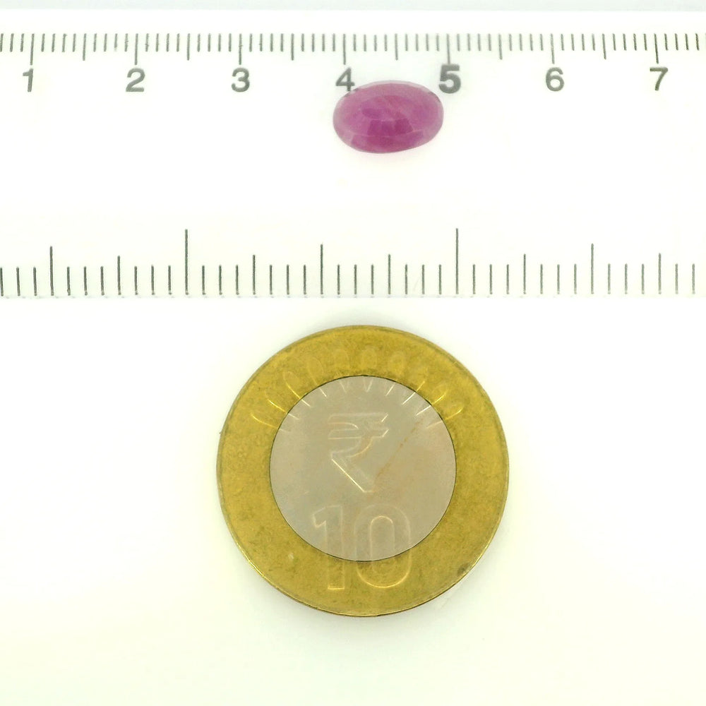 African Ruby (Manik) 3.47 Carat / 3.86 Ratti, Unheated and Untreated – No indications of treatment observed – shown against scale for size