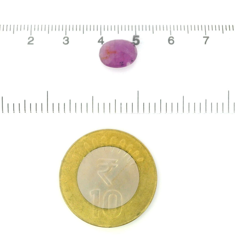 African Ruby (Manik) 3.36 Carat / 3.74 Ratti, Unheated and Untreated – No indications of treatment observed – shown against scale for size