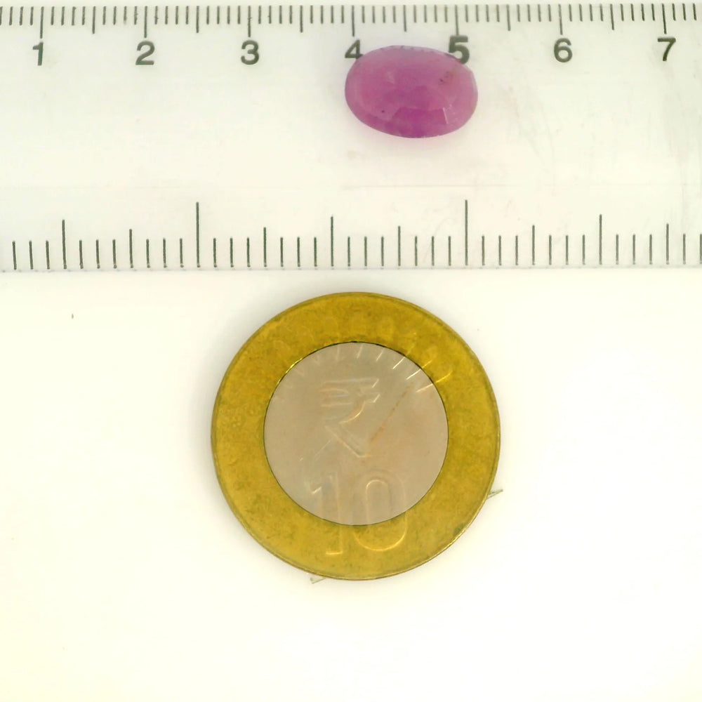 African Ruby (Manik) 5.1 Carat / 5.67 Ratti, Unheated and Untreated – No indications of treatment observed – shown against scale for size