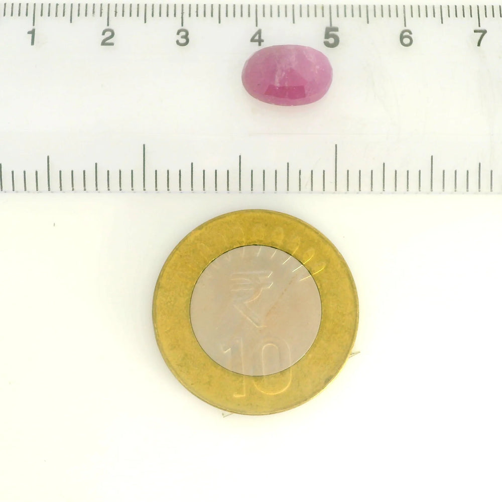 African Ruby (Manik) 5.02 Carat / 5.58 Ratti, Unheated and Untreated – No indications of treatment observed – shown against scale for size