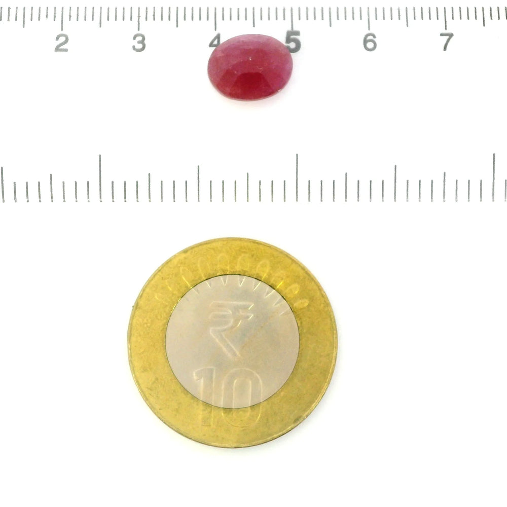 African Ruby (Manik) 4.64 Carat / 5.16 Ratti, Unheated and Untreated – No indications of treatment observed – shown against scale for size