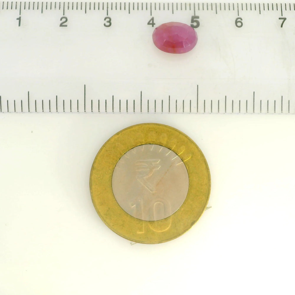 African Ruby (Manik) 3.75 Carat / 4.17 Ratti, Unheated and Untreated – No indications of treatment observed – shown against scale for size