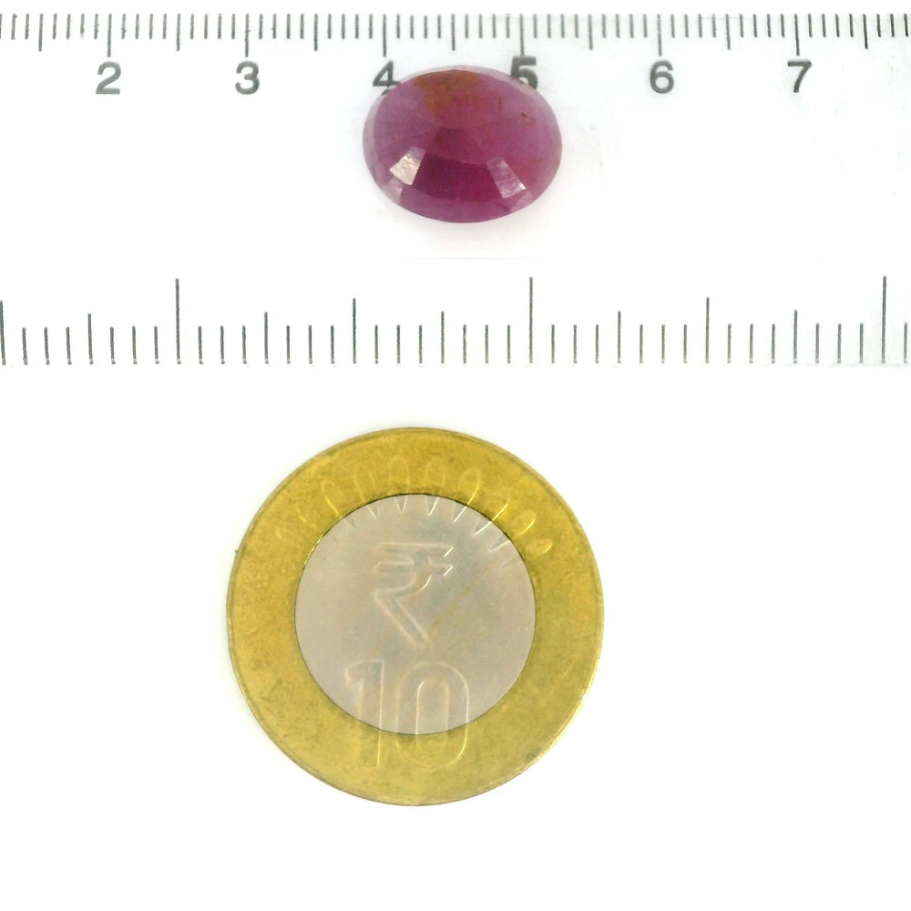 African Ruby (Manik) 9.68 Carat / 10.76 Ratti, Unheated and Untreated – No indications of treatment observed – shown against scale for size