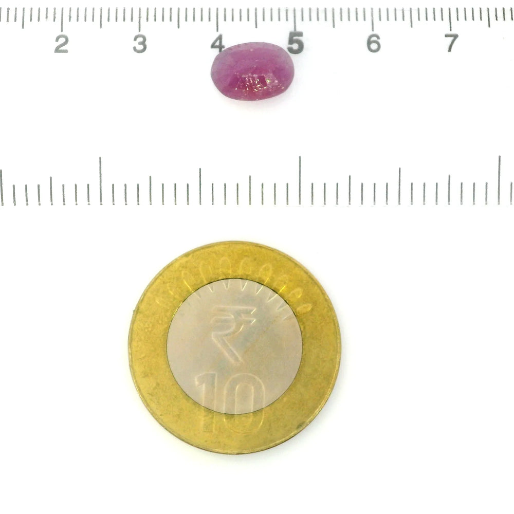 African Ruby (Manik) 3.47 Carat / 3.86 Ratti, Unheated and Untreated – No indications of treatment observed – shown against scale for size