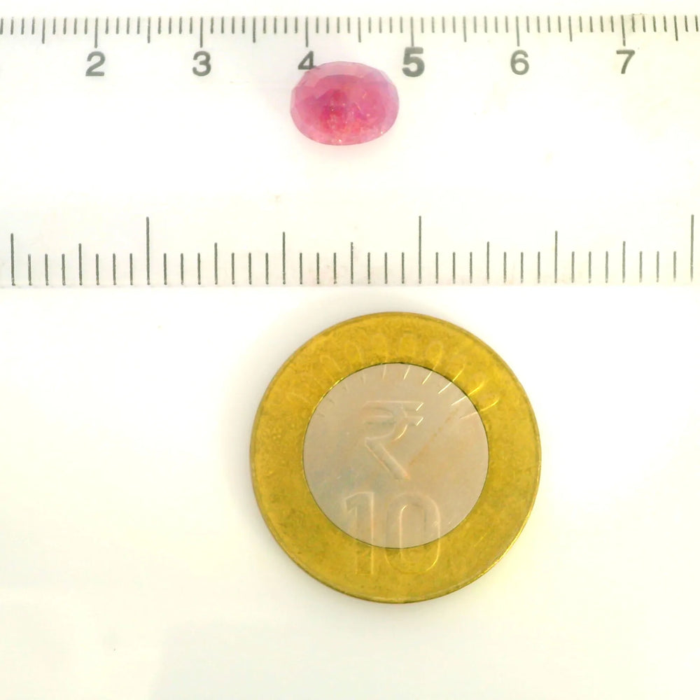 Mozambique Ruby (Manik) 4.94 Carat / 5.49 Ratti, Unheated and Untreated – No indications of treatment observed – shown against scale for size