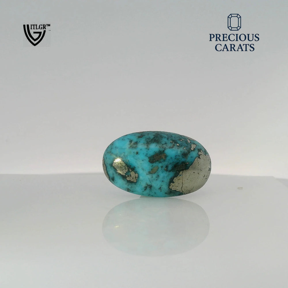 Irani Turquoise (Firoza) 17.82 Carat / 19.8 Ratti, Unheated and Untreated – No indications of treatment observed – front view