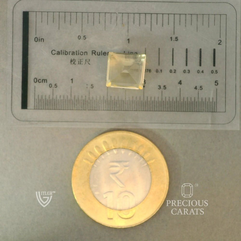 Brazilian Citrine 4.28 Carat / 4.76 Ratti, Unheated and Untreated – No indications of treatment observed – shown against scale for size