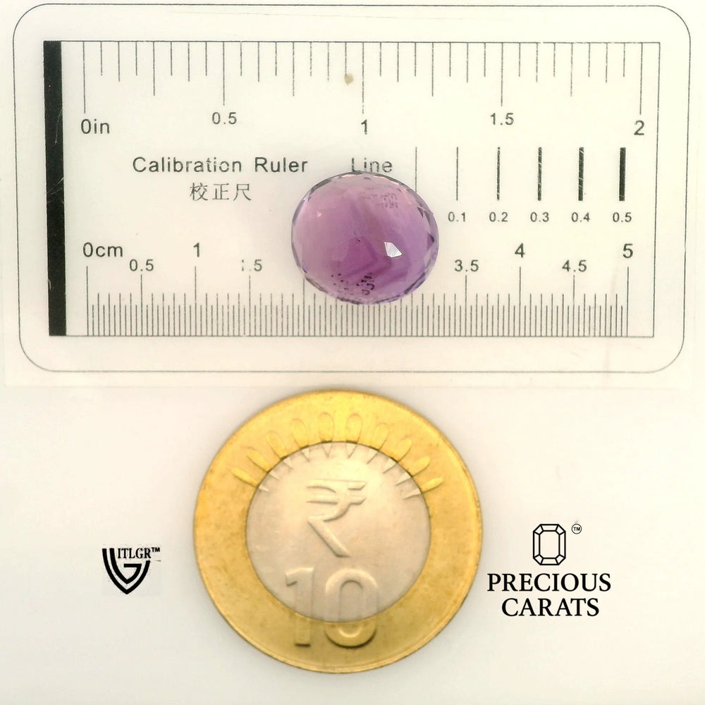 Brazilian Amethyst (Jamunia) 8.48 Carat / 9.43 Ratti, Unheated and Untreated – No indications of treatment observed – shown against scale for size