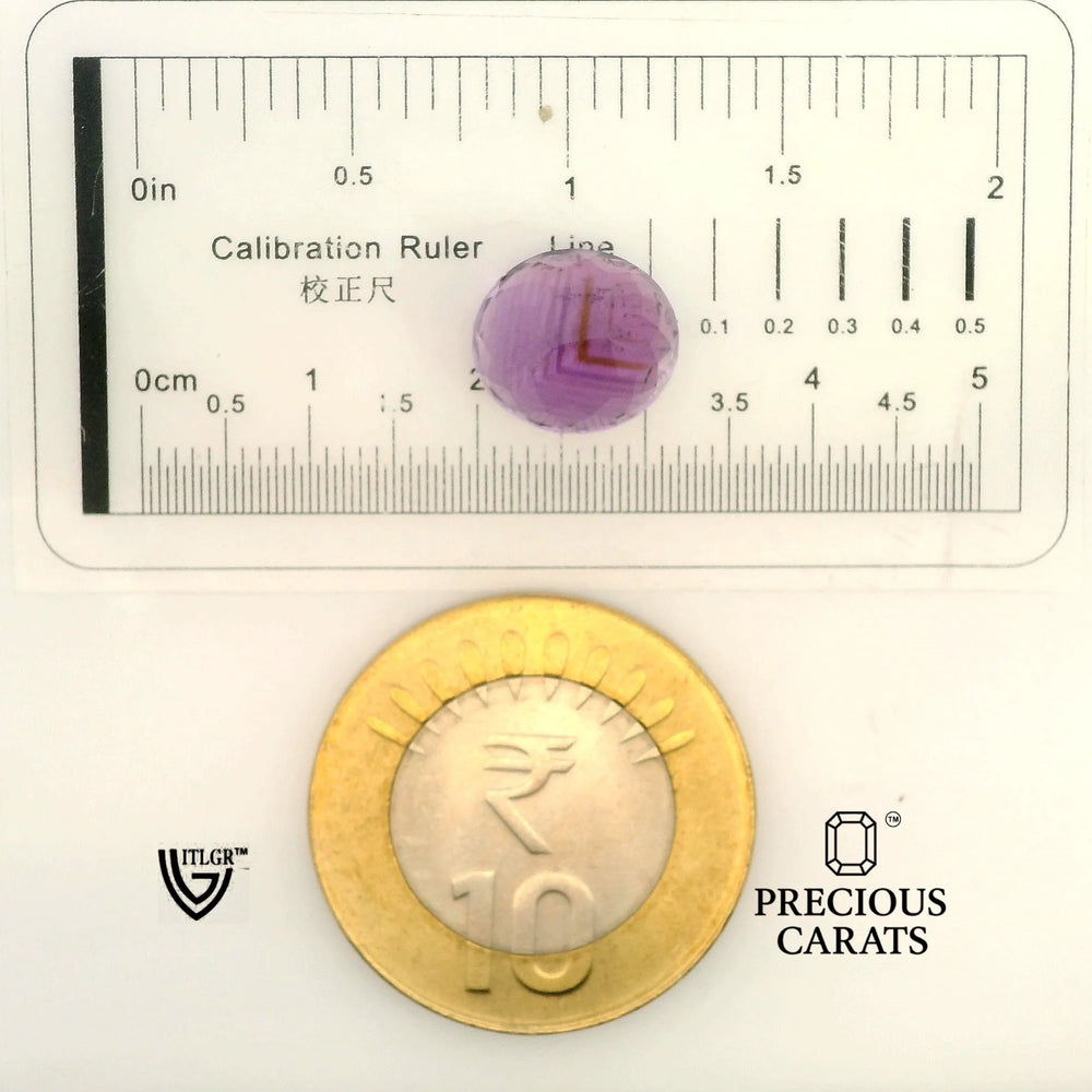Brazilian Amethyst (Jamunia) 6.46 Carat / 7.18 Ratti, Unheated and Untreated – No indications of treatment observed – shown against scale for size