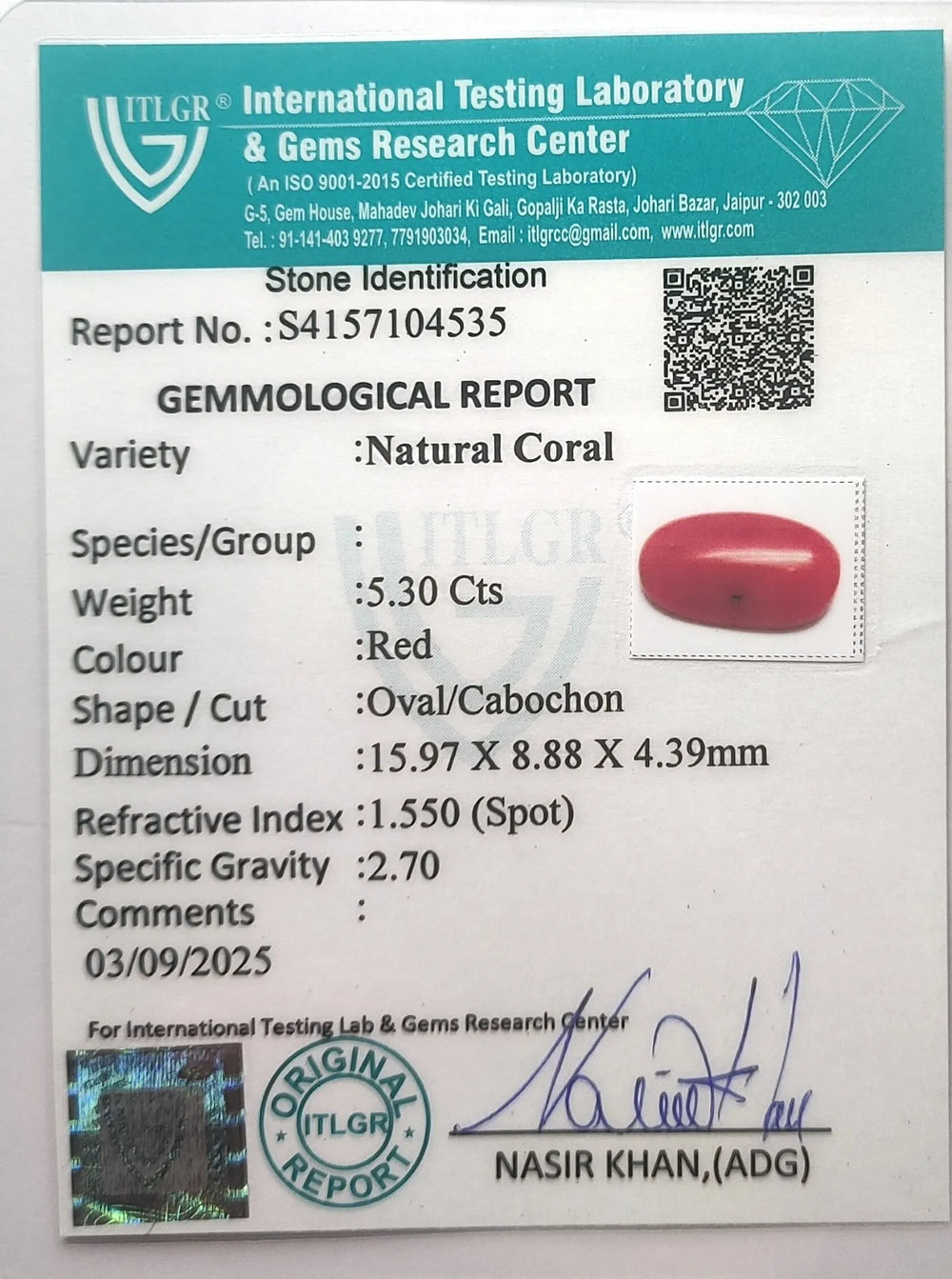 Japanese Coral 5.30 Carat