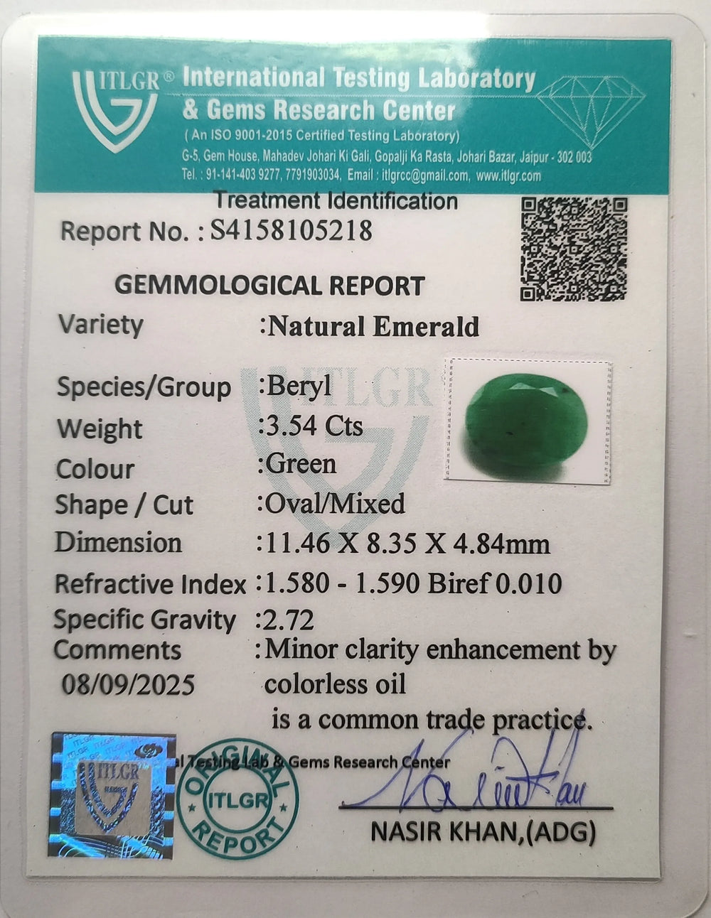 Brazilian Emerald 3.54 Carat