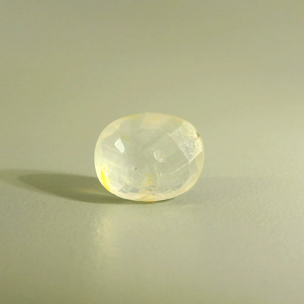 Sri Lankan Yellow Sapphire (Pukhraj) 2.95 Carat / 3.28 Ratti, Unheated and Untreated – No indications of treatment observed – back view