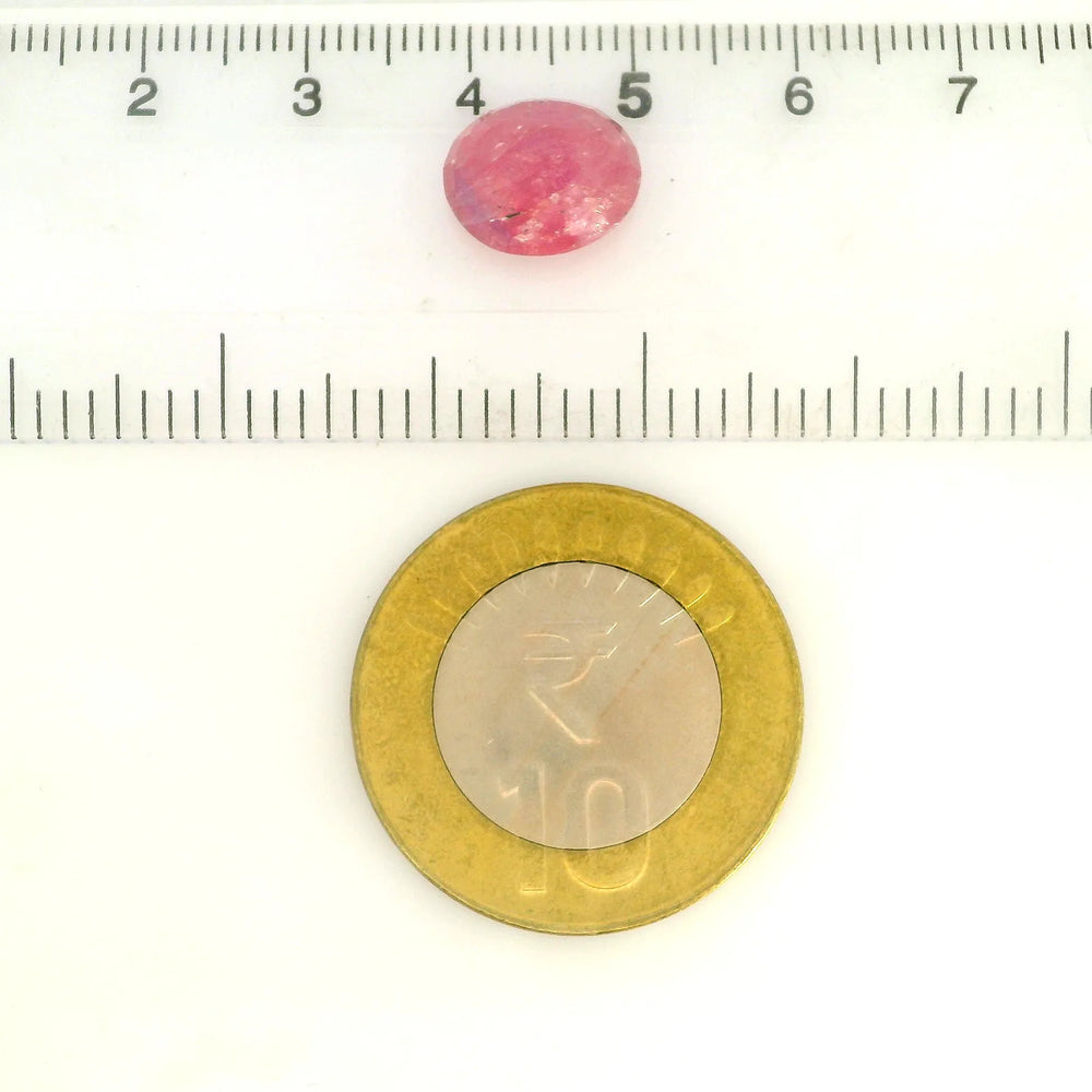 Mozambique Ruby (Manik) 5.7 Carat / 6.34 Ratti, Unheated and Untreated – No indications of treatment observed – shown against scale for size