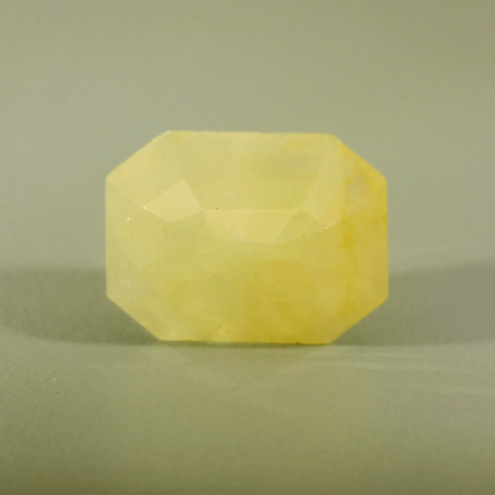 Burmese Yellow Sapphire (Pukhraj) 8.37 Carat / 9.3 Ratti, Unheated and Untreated – No indications of treatment observed – back view