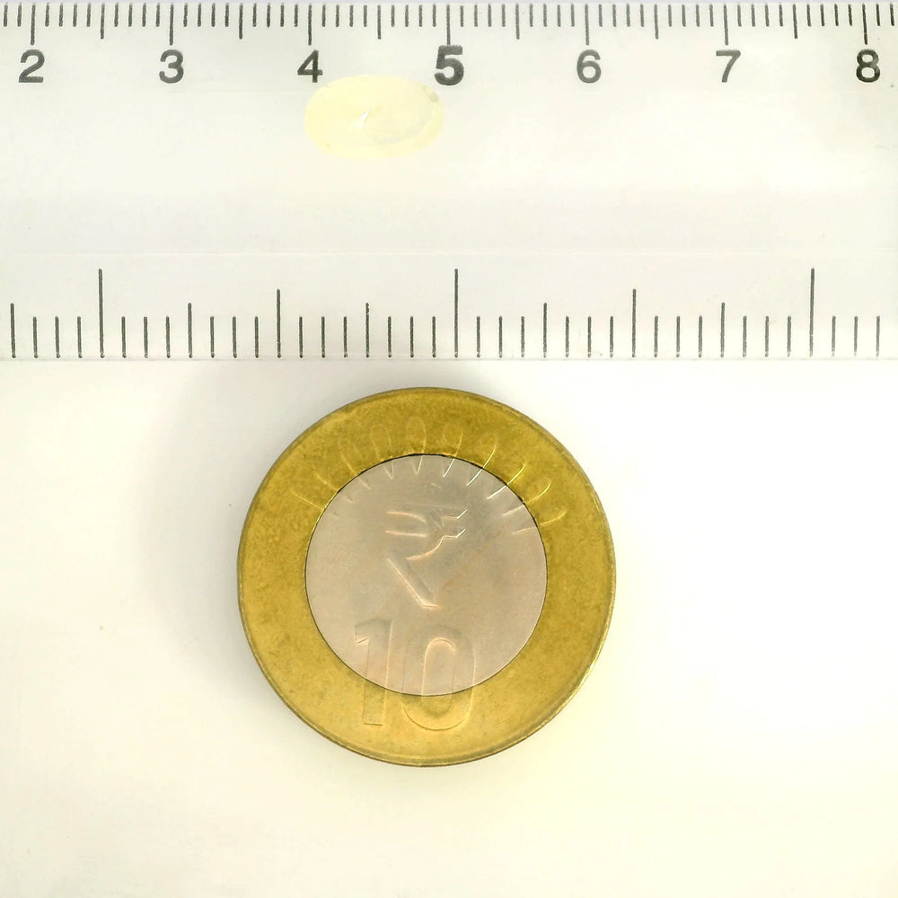 Sri Lankan Yellow Sapphire (Pukhraj) 2.84 Carat / 3.16 Ratti, Unheated and Untreated – No indications of treatment observed – shown against scale for