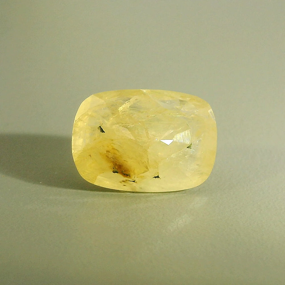 Sri Lankan Yellow Sapphire (Pukhraj) 9.04 Carat / 10.05 Ratti, Unheated and Untreated – No indications of treatment observed – back view