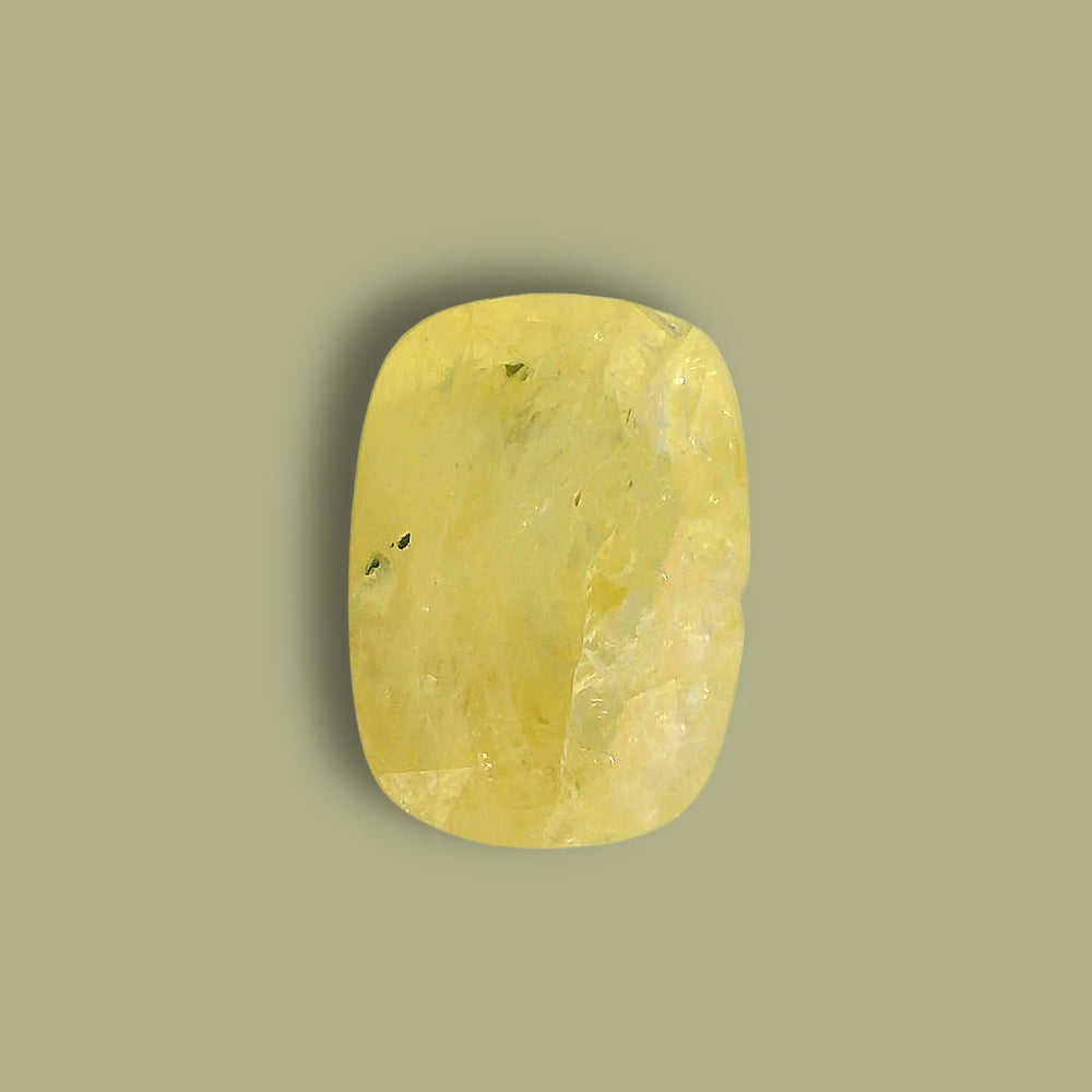 Sri Lankan Yellow Sapphire (Pukhraj) 9.04 Carat / 10.05 Ratti, Unheated and Untreated – No indications of treatment observed – top view