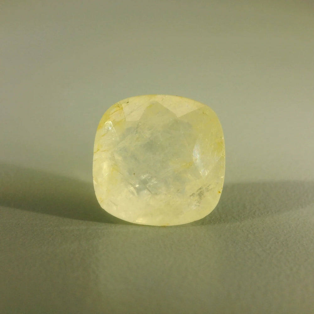 Sri Lankan Yellow Sapphire (Pukhraj) 8.97 Carat / 9.97 Ratti, Unheated and Untreated – No indications of treatment observed – front view