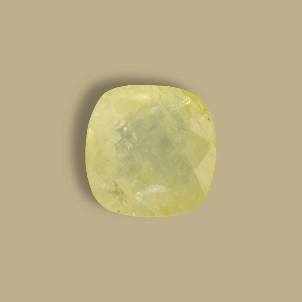 Sri Lankan Yellow Sapphire (Pukhraj) 8.97 Carat / 9.97 Ratti, Unheated and Untreated – No indications of treatment observed – top view