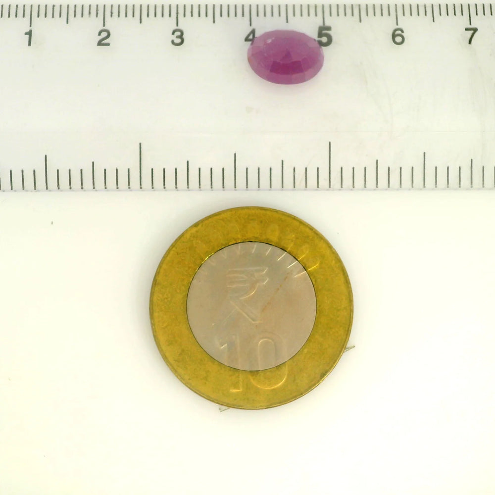 African Ruby (Manik) 3.77 Carat / 4.19 Ratti, Unheated and Untreated – No indications of treatment observed – shown against scale for size
