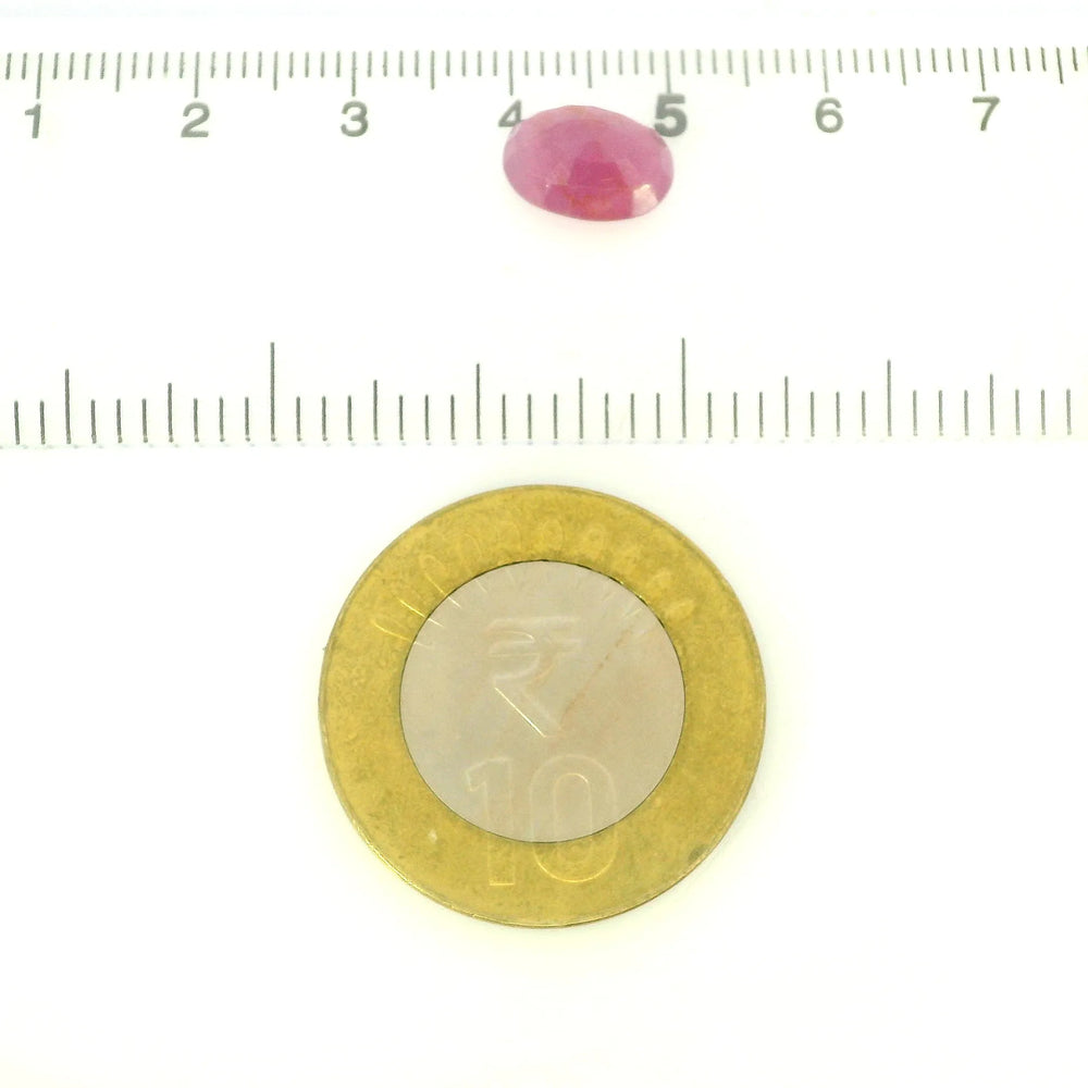 African Ruby (Manik) 3.76 Carat / 4.18 Ratti, Unheated and Untreated – No indications of treatment observed – shown against scale for size