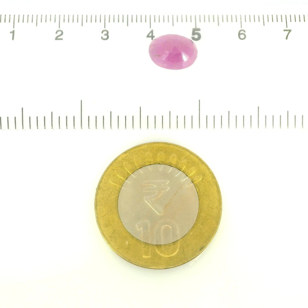 African Ruby (Manik) 4.33 Carat / 4.82 Ratti, Unheated and Untreated – No indications of treatment observed – shown against scale for size
