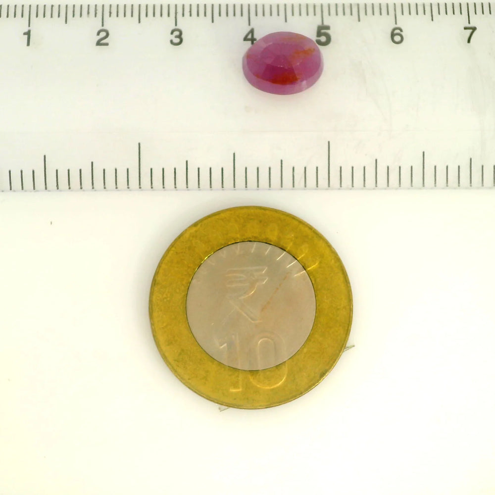 African Ruby (Manik) 5.42 Carat / 6.03 Ratti, Unheated and Untreated – No indications of treatment observed – shown against scale for size