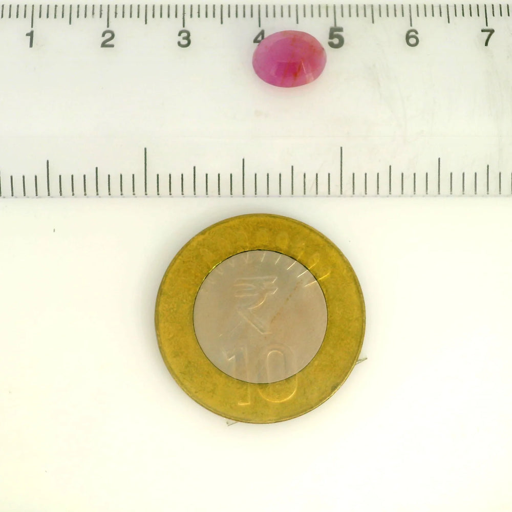 African Ruby (Manik) 3.23 Carat / 3.59 Ratti, Unheated and Untreated – No indications of treatment observed – shown against scale for size