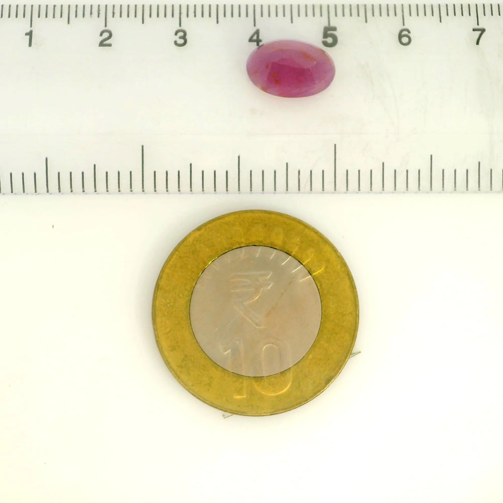 African Ruby (Manik) 4.06 Carat / 4.52 Ratti, Unheated and Untreated – No indications of treatment observed – shown against scale for size
