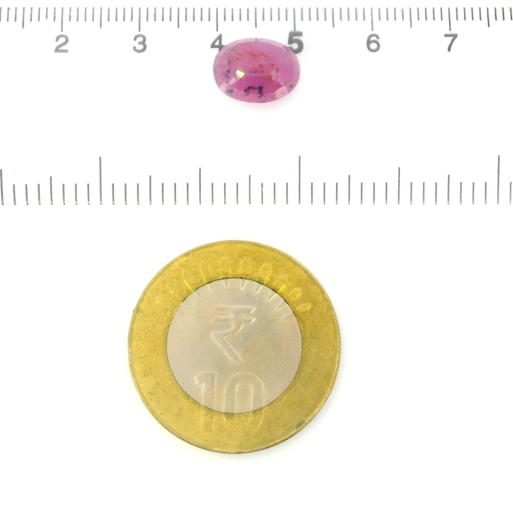 African Ruby (Manik) 4.87 Carat / 5.42 Ratti, Unheated and Untreated – No indications of treatment observed – shown against scale for size