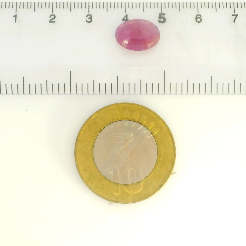 African Ruby (Manik) 5.13 Carat / 5.7 Ratti, Unheated and Untreated – No indications of treatment observed – shown against scale for size