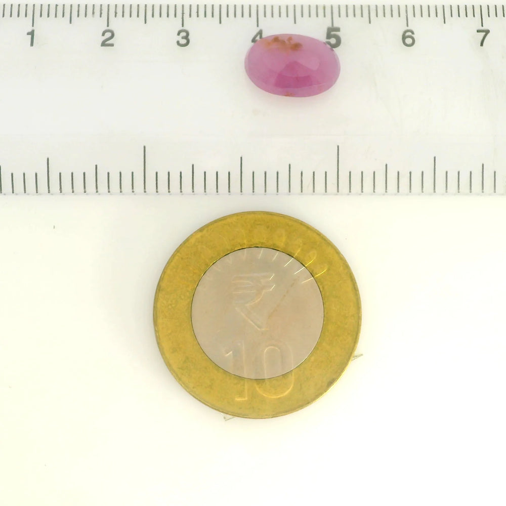 African Ruby (Manik) 5.37 Carat / 5.97 Ratti, Unheated and Untreated – No indications of treatment observed – shown against scale for size
