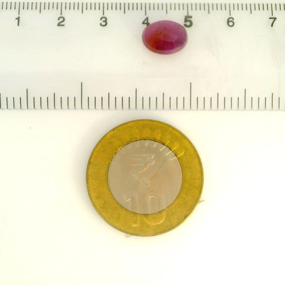 African Ruby (Manik) 4.46 Carat / 4.96 Ratti, Unheated and Untreated – No indications of treatment observed – shown against scale for size
