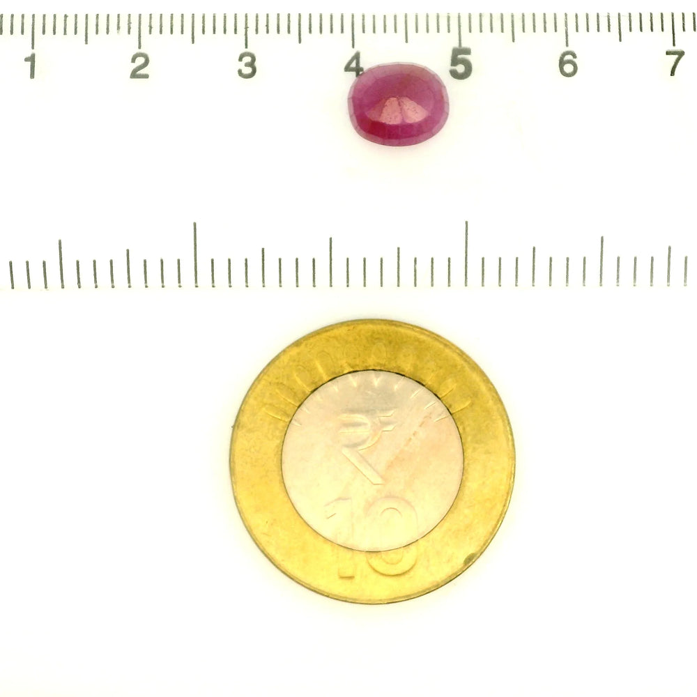 African Ruby (Manik) 3.37 Carat / 3.75 Ratti, Unheated and Untreated – No indications of treatment observed – shown against scale for size